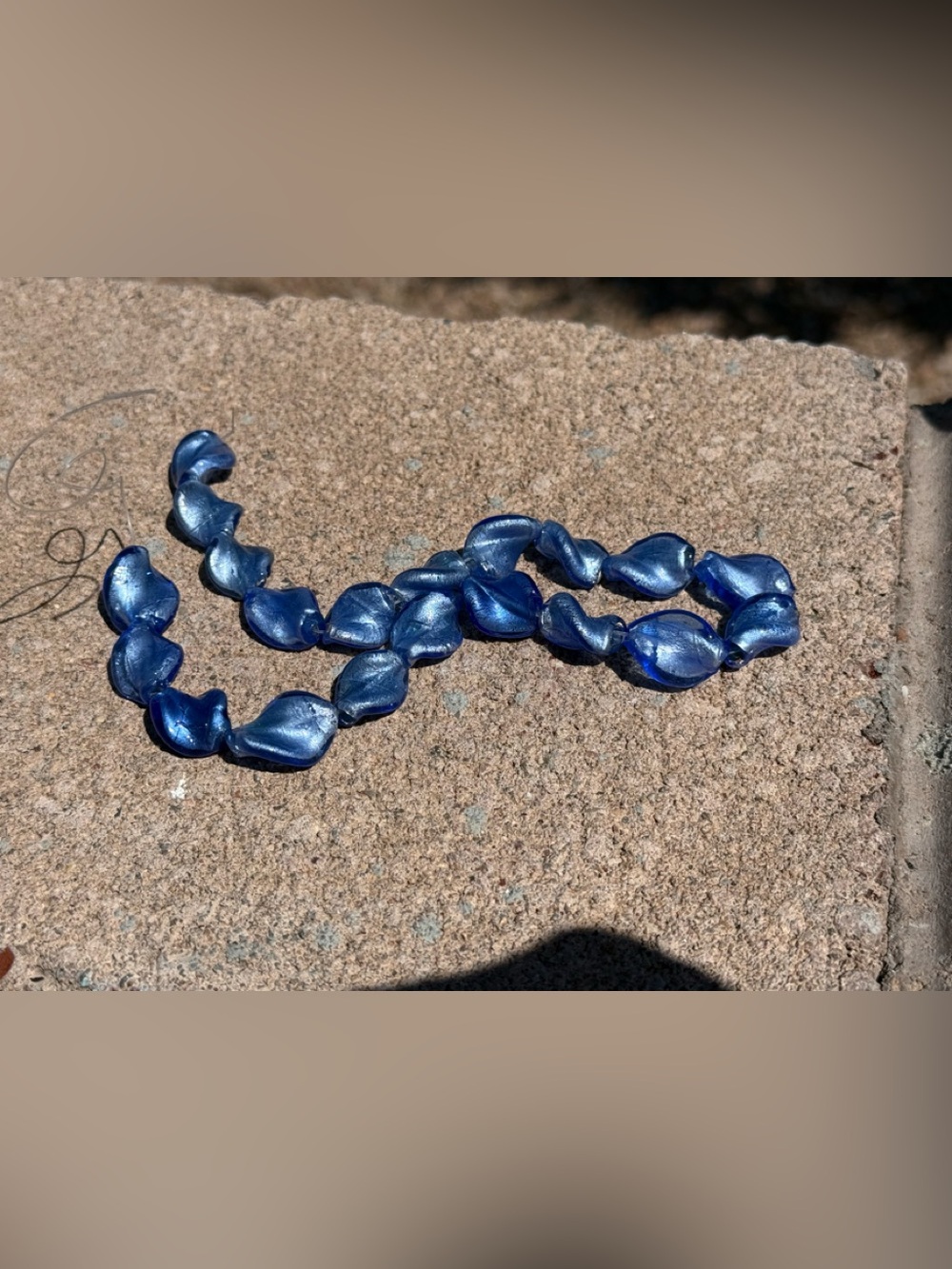 Vintage Italian Murano Glass Beads – Cobalt Blue Silver Foil Hand-Blown Strand